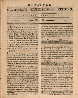 Berliner allgemeine musikalische Zeitung Mittwoch 18. Mai 1825