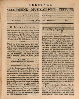 Berliner allgemeine musikalische Zeitung Mittwoch 15. Juni 1825