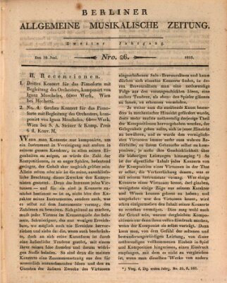 Berliner allgemeine musikalische Zeitung Mittwoch 29. Juni 1825