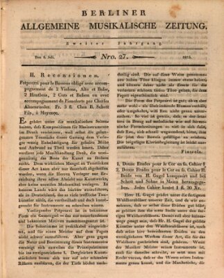 Berliner allgemeine musikalische Zeitung Mittwoch 6. Juli 1825