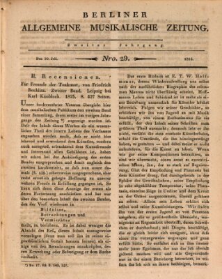 Berliner allgemeine musikalische Zeitung Mittwoch 20. Juli 1825