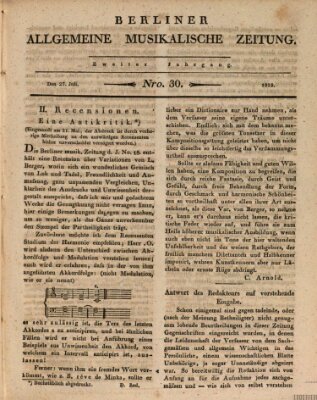 Berliner allgemeine musikalische Zeitung Mittwoch 27. Juli 1825