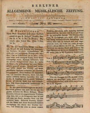 Berliner allgemeine musikalische Zeitung Mittwoch 7. September 1825