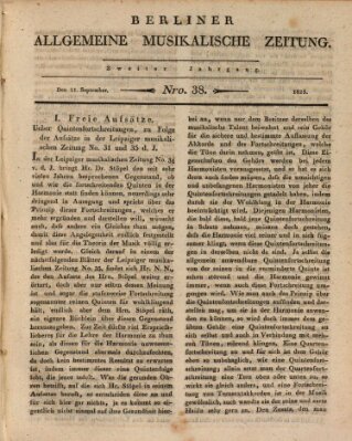 Berliner allgemeine musikalische Zeitung Mittwoch 21. September 1825