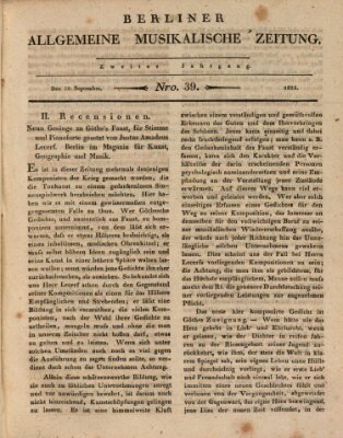 Berliner allgemeine musikalische Zeitung Mittwoch 28. September 1825