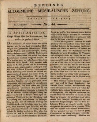 Berliner allgemeine musikalische Zeitung Mittwoch 2. November 1825