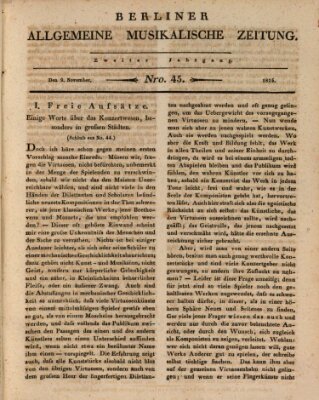 Berliner allgemeine musikalische Zeitung Mittwoch 9. November 1825