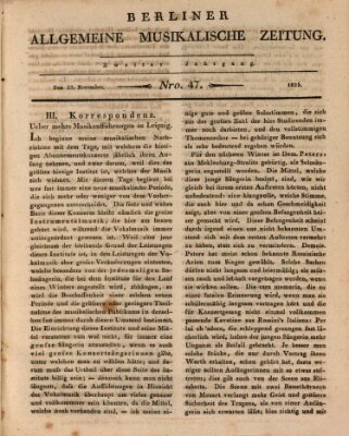 Berliner allgemeine musikalische Zeitung Mittwoch 23. November 1825