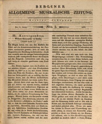 Berliner allgemeine musikalische Zeitung Mittwoch 11. Januar 1826