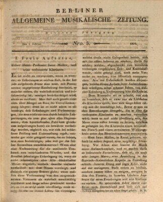 Berliner allgemeine musikalische Zeitung Mittwoch 1. Februar 1826