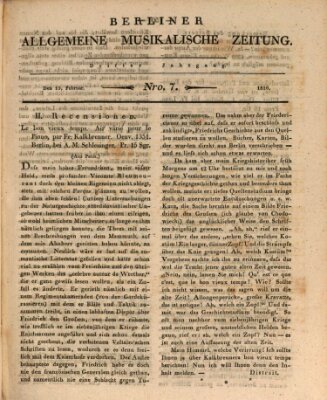 Berliner allgemeine musikalische Zeitung Mittwoch 15. Februar 1826