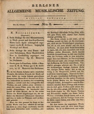 Berliner allgemeine musikalische Zeitung Mittwoch 22. Februar 1826