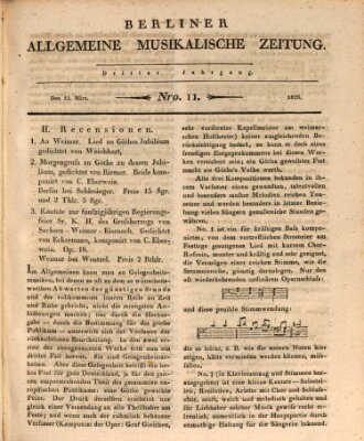 Berliner allgemeine musikalische Zeitung Mittwoch 15. März 1826