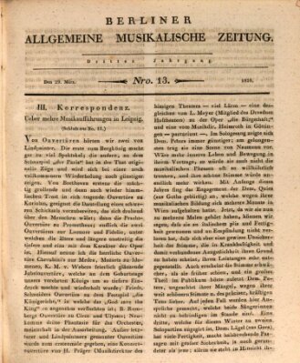 Berliner allgemeine musikalische Zeitung Mittwoch 29. März 1826