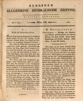 Berliner allgemeine musikalische Zeitung Mittwoch 5. April 1826