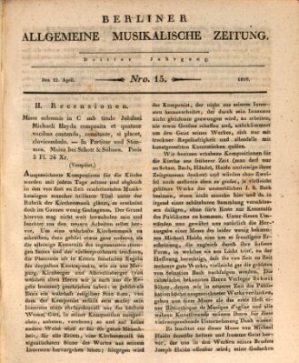 Berliner allgemeine musikalische Zeitung Mittwoch 12. April 1826