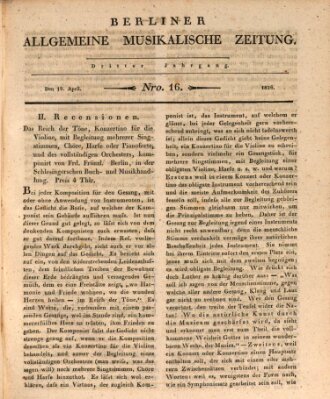 Berliner allgemeine musikalische Zeitung Mittwoch 19. April 1826