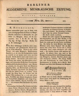 Berliner allgemeine musikalische Zeitung Mittwoch 24. Mai 1826