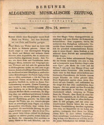 Berliner allgemeine musikalische Zeitung Mittwoch 14. Juni 1826