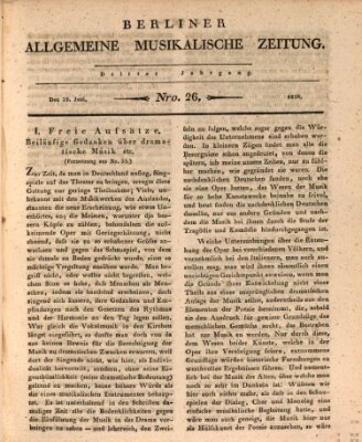 Berliner allgemeine musikalische Zeitung Mittwoch 28. Juni 1826