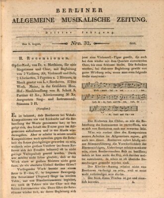 Berliner allgemeine musikalische Zeitung Mittwoch 9. August 1826