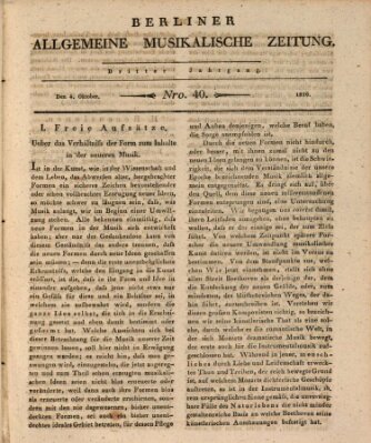 Berliner allgemeine musikalische Zeitung Mittwoch 4. Oktober 1826