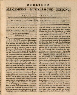 Berliner allgemeine musikalische Zeitung Mittwoch 18. Oktober 1826