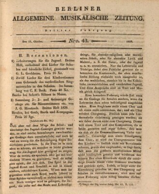 Berliner allgemeine musikalische Zeitung Mittwoch 25. Oktober 1826