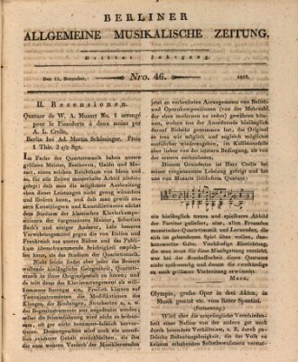 Berliner allgemeine musikalische Zeitung Mittwoch 15. November 1826