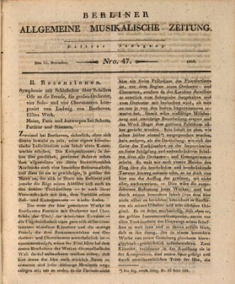 Berliner allgemeine musikalische Zeitung Mittwoch 22. November 1826