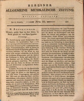 Berliner allgemeine musikalische Zeitung Mittwoch 13. Dezember 1826