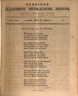 Berliner allgemeine musikalische Zeitung Mittwoch 3. Januar 1827