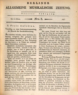 Berliner allgemeine musikalische Zeitung Mittwoch 21. Februar 1827