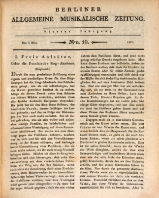 Berliner allgemeine musikalische Zeitung Mittwoch 7. März 1827