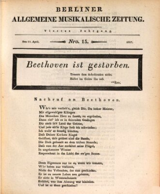 Berliner allgemeine musikalische Zeitung Mittwoch 11. April 1827