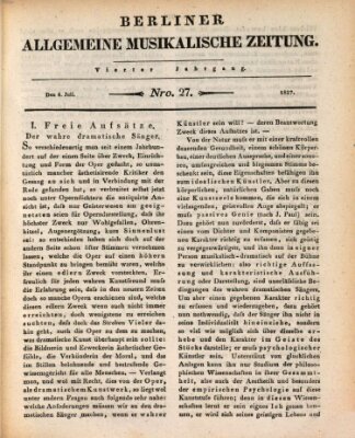 Berliner allgemeine musikalische Zeitung Mittwoch 4. Juli 1827