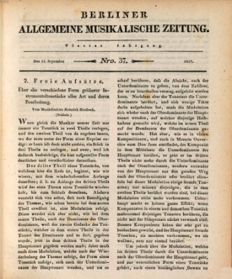 Berliner allgemeine musikalische Zeitung Mittwoch 12. September 1827