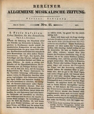 Berliner allgemeine musikalische Zeitung Mittwoch 24. Oktober 1827