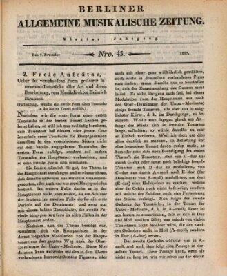 Berliner allgemeine musikalische Zeitung Mittwoch 7. November 1827