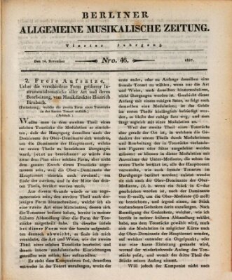 Berliner allgemeine musikalische Zeitung Mittwoch 14. November 1827