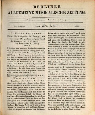 Berliner allgemeine musikalische Zeitung Mittwoch 13. Februar 1828