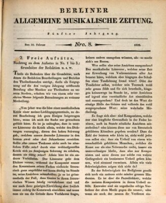 Berliner allgemeine musikalische Zeitung Mittwoch 20. Februar 1828