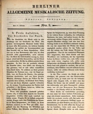 Berliner allgemeine musikalische Zeitung Mittwoch 27. Februar 1828