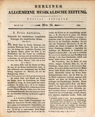 Berliner allgemeine musikalische Zeitung Mittwoch 18. Juni 1828