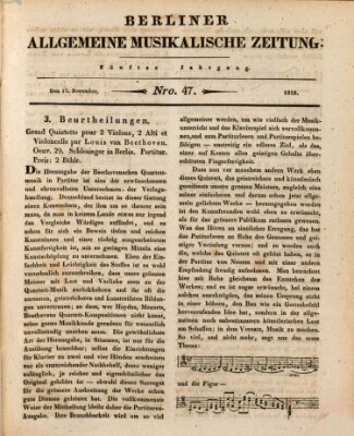 Berliner allgemeine musikalische Zeitung Mittwoch 19. November 1828