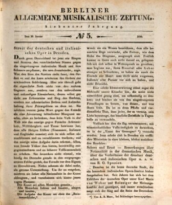 Berliner allgemeine musikalische Zeitung Samstag 30. Januar 1830