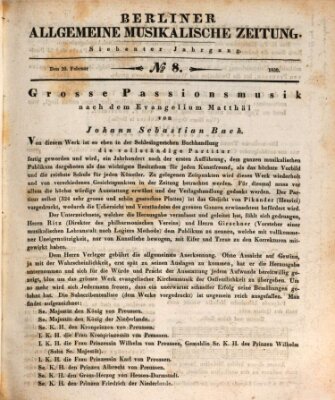 Berliner allgemeine musikalische Zeitung Samstag 20. Februar 1830