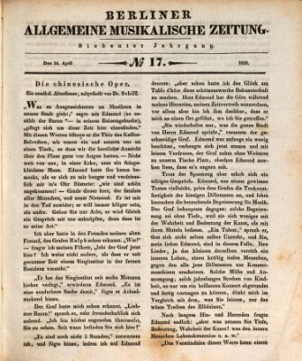 Berliner allgemeine musikalische Zeitung Samstag 24. April 1830