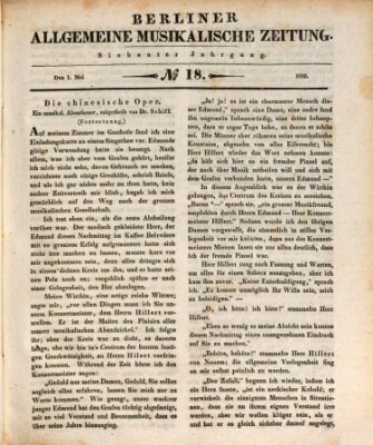 Berliner allgemeine musikalische Zeitung Samstag 1. Mai 1830