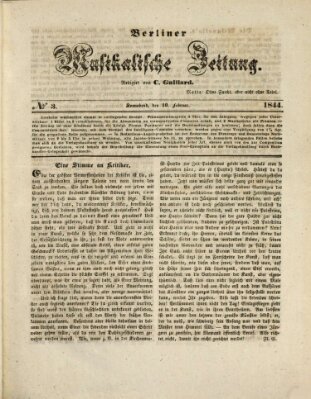 Berliner musikalische Zeitung Samstag 10. Februar 1844